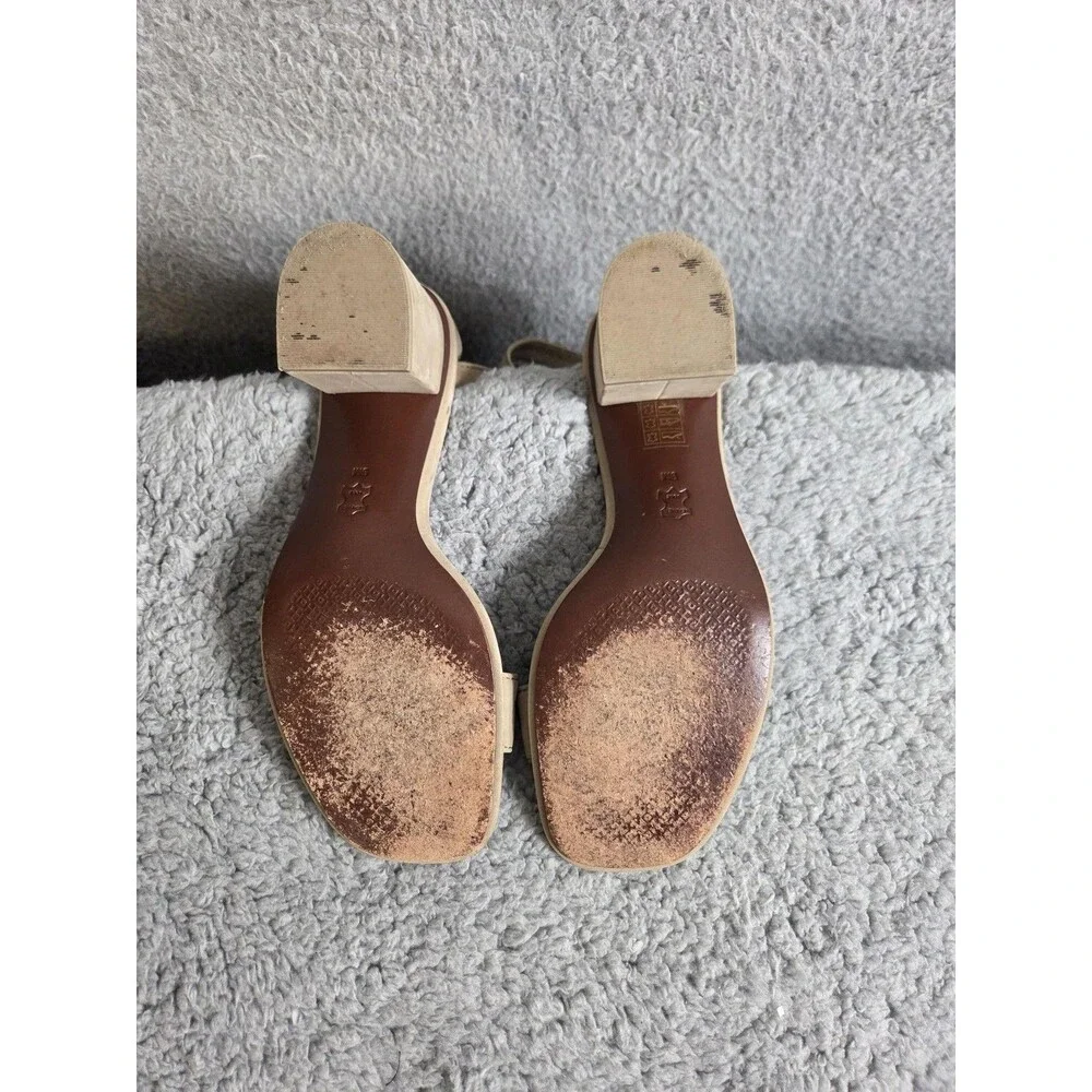 Tory Burch Gabrielle Block Heel Sandals Womens 9M Fumo Tan Suede Ankle Strap COA